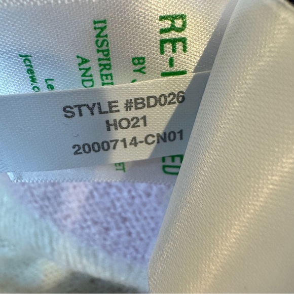 {J. Crew} Alpaca Wool Blend Long Puff Sleeve Mock Neck Geometric Sweater Top - Picture 4 of 5